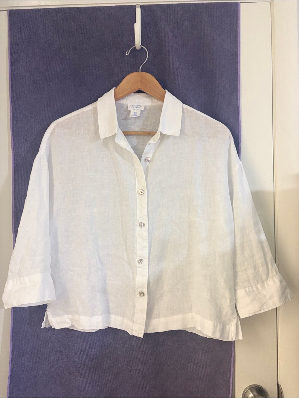 Sigrid Olsen White Linen Button-Front Shirt - Picture 2 of 4